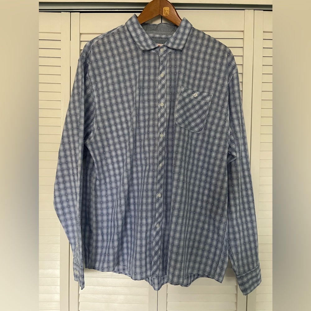 Michael Brandon Blue Striped Button Down Collared Pocket